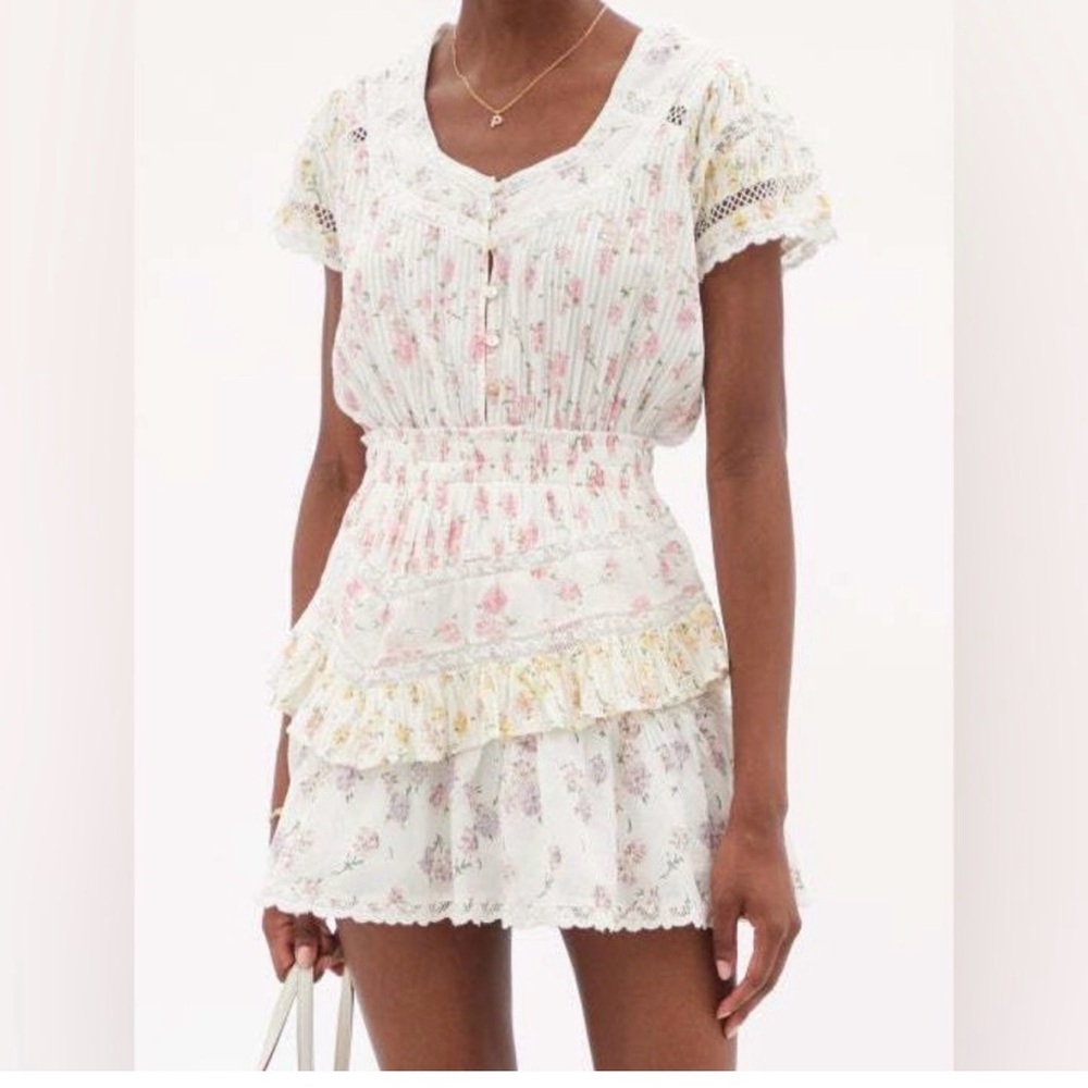 LoveShackFancy Jerome Mini Floral Dress, Small, EUC
